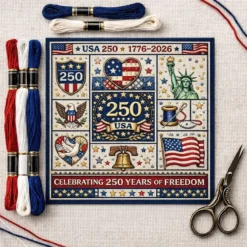 🎁Hot sale🧵USA 250th Anniversary Commemorative Cross Stitch Kit