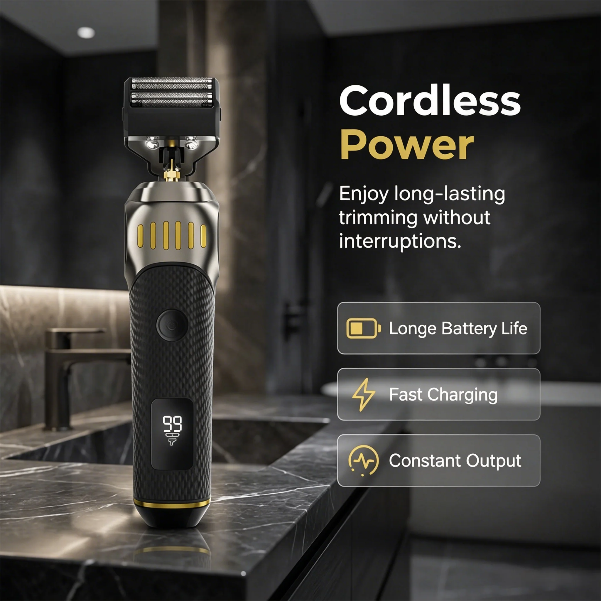 ⏳LIMITED TIME: 50% OFF! 🏆Luxe 3-in-1 Professional Men’s Grooming Set – T-Blade Trimmer, Foil Shaver & Nose Trimmer – With LED Display & USB Rechargeable - Image 4
