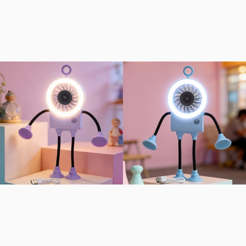 Flexible Robot Desk Fan with LED Light - Image 9