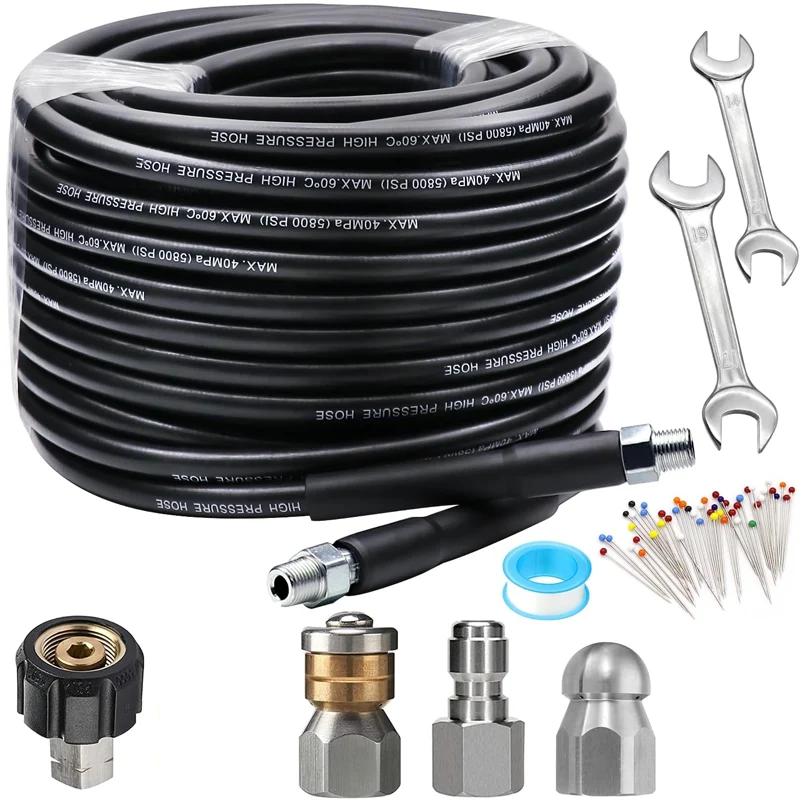 π¦ 50% OFF INSTANT! πΏ 5800PSI Sewer Jetter Kit - High-Pressure Nozzle & Hose for Clogged Drains/Pipes, Compatible with Most Pressure Washers π§π¦