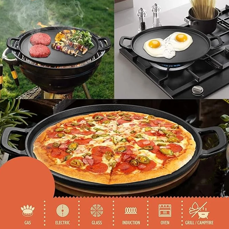 Non-Stick Cast Iron Griddle Pan with Handles - Image 3