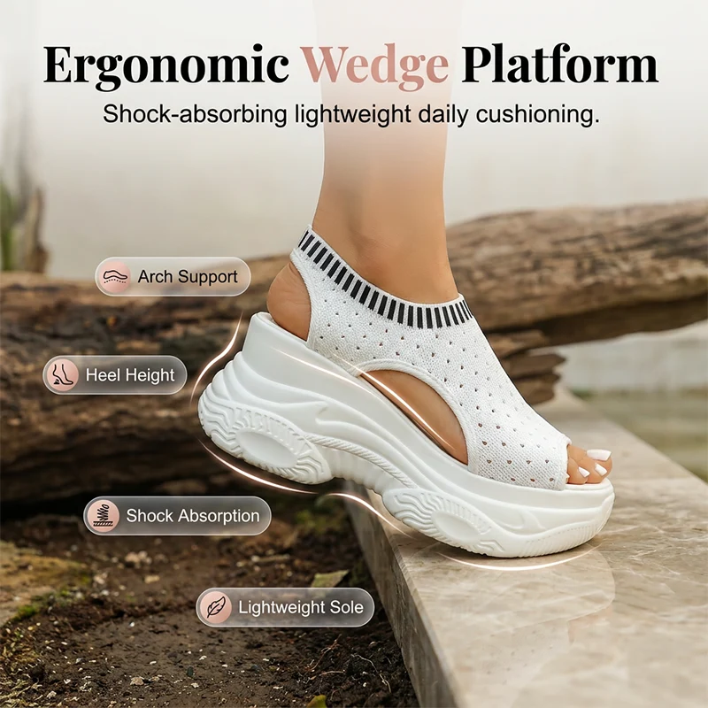 Women's Breathable Peep-Toe Wedge Sandals - Image 6
