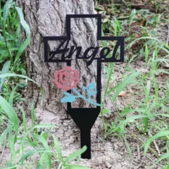 Alternative view of 💖🎁Metal Cross Stake Insert Plaque for Cemetery Memorials