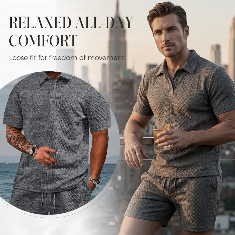π50K+ SOLD!π₯π©³Men's Diamond Print 2-Piece Set β Ready in seconds! Soft, breathable top with easy shorts. No fuss, just style. Perfect for garden BBQs or coffee dates. - Image 21
