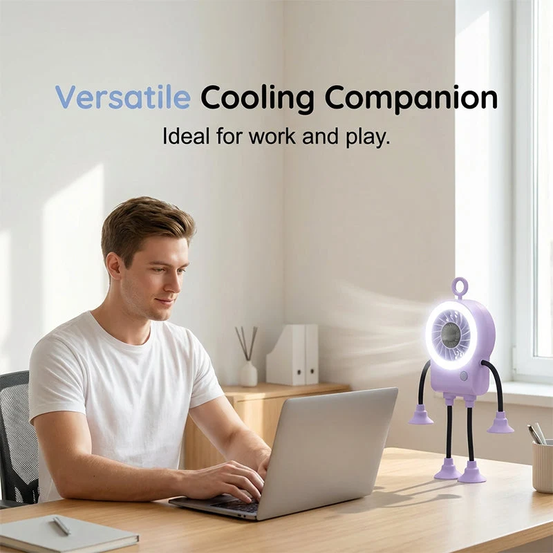 Flexible Robot Desk Fan with LED Light - Image 10