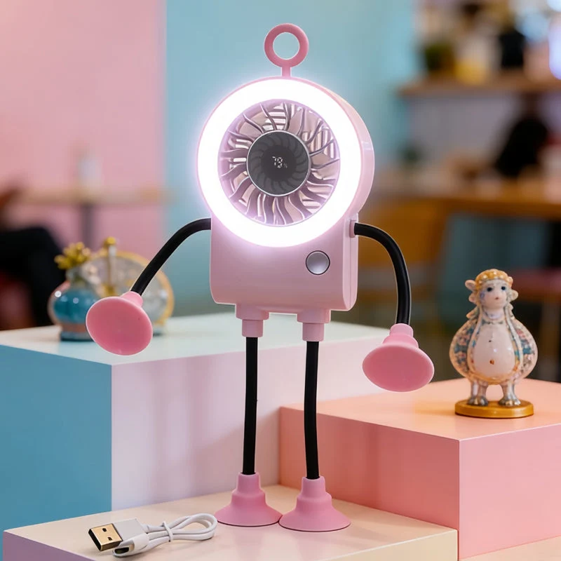 Flexible Robot Desk Fan with LED Light - Image 3