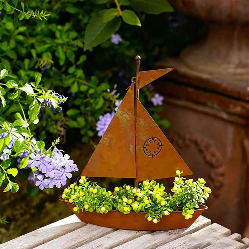 โต 50% OFF NOW! ๐ฑ Rustic Sailboat Metal Planter โ Handcrafted, weather-resistant & perfect for succulents, herbs or flowers โ charming garden or shelf decor ๐ก - Image 4