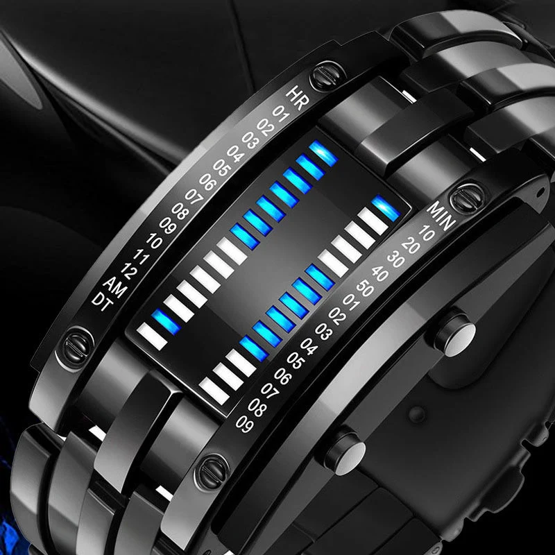 ⏳Time-Limited Special⏰Men's Binary LED Watch – Stainless Steel, Blue Light, Sporty, Water-Resistant, Modern ⚡ - Image 3