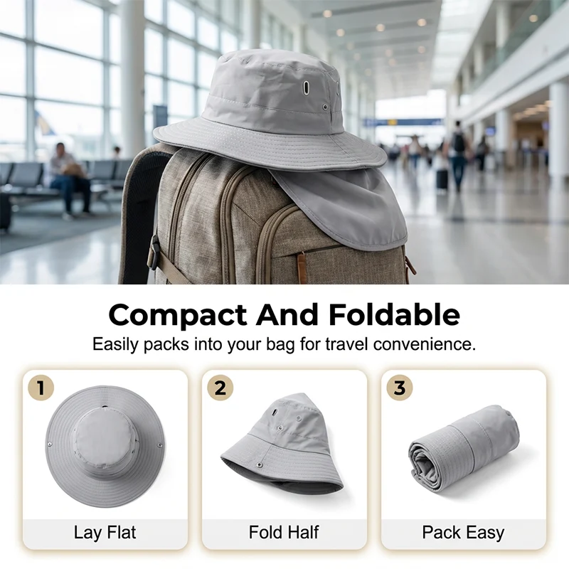 Breathable Fisherman Hat with Detachable Face Mask - Image 3
