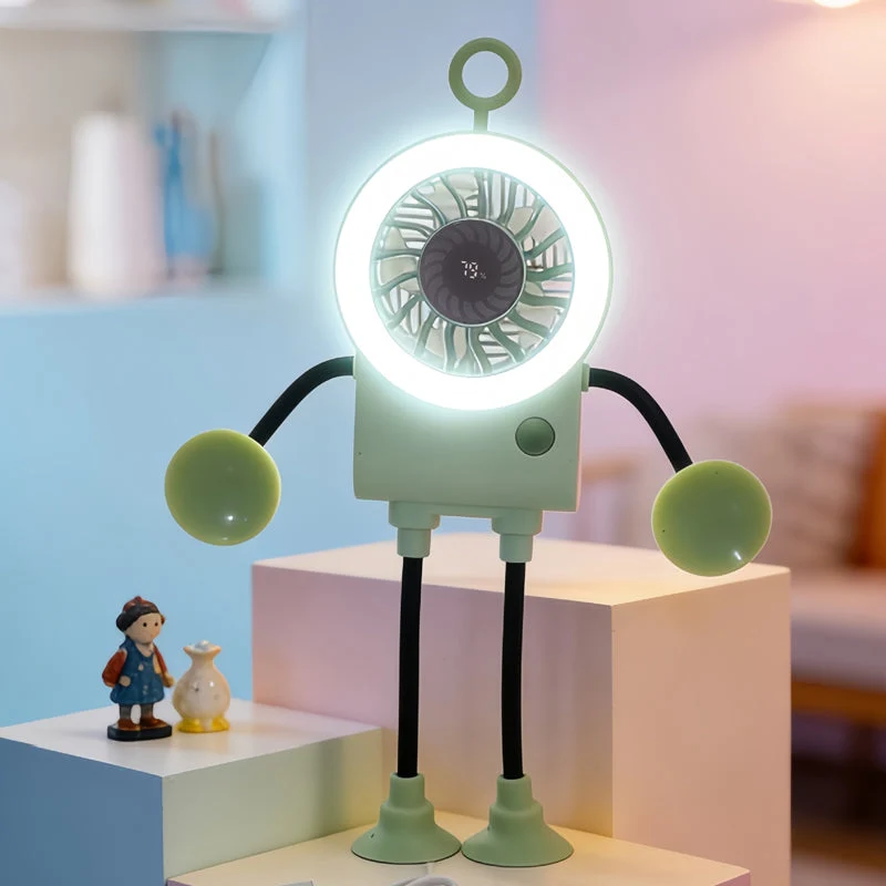 Flexible Robot Desk Fan with LED Light - Image 5