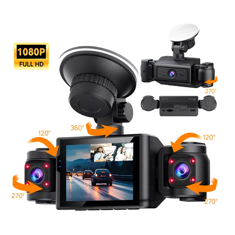 3-Channel 1080P Dash Cam with Rotatable Lenses - Image 9