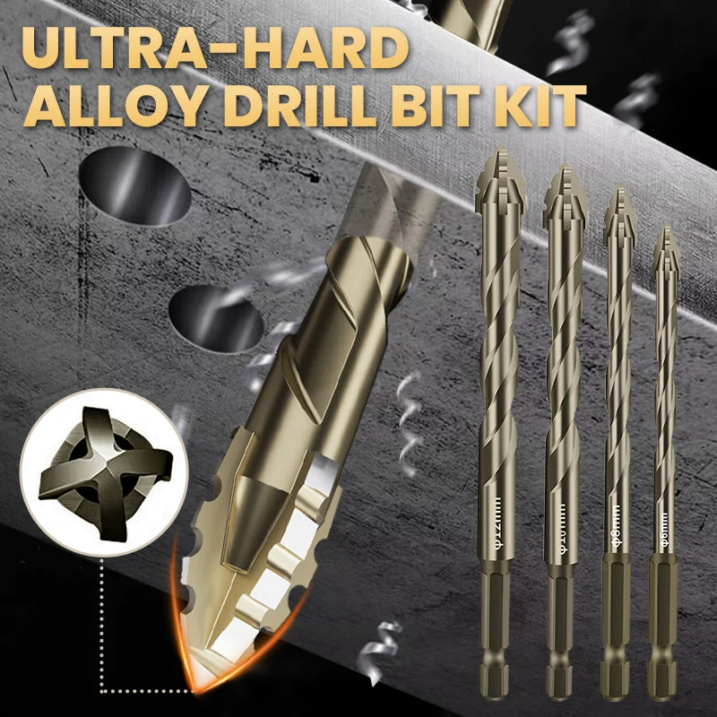🏆Flash Sale⚡ 50K+ SOLD! 💥High-Strength 4-Flute Serrated Eccentric Drill Bit Kit
