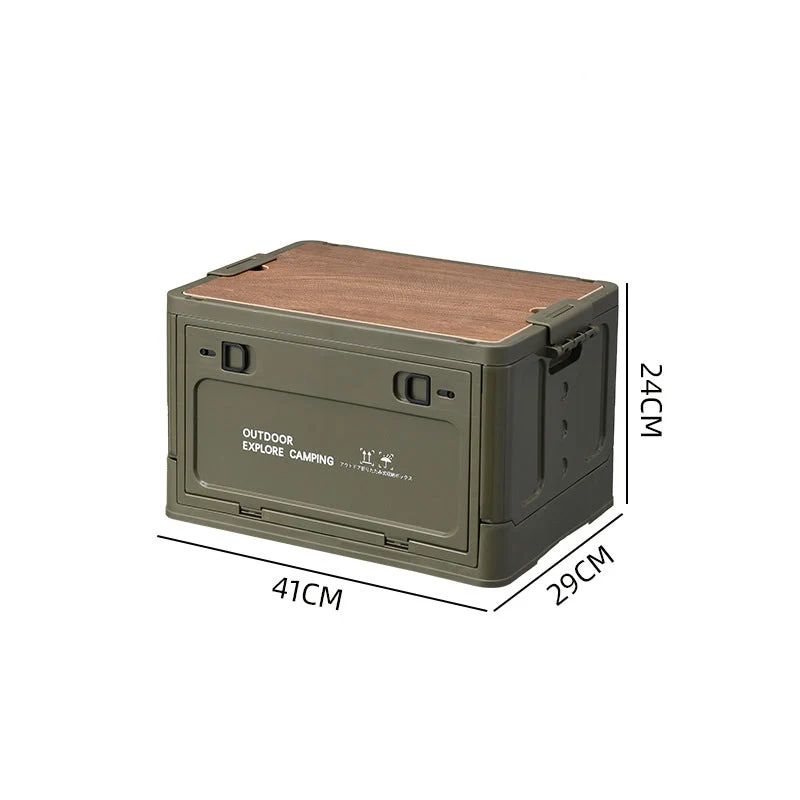 Collapsible Camping Storage Box with Wooden Lid - Image 8