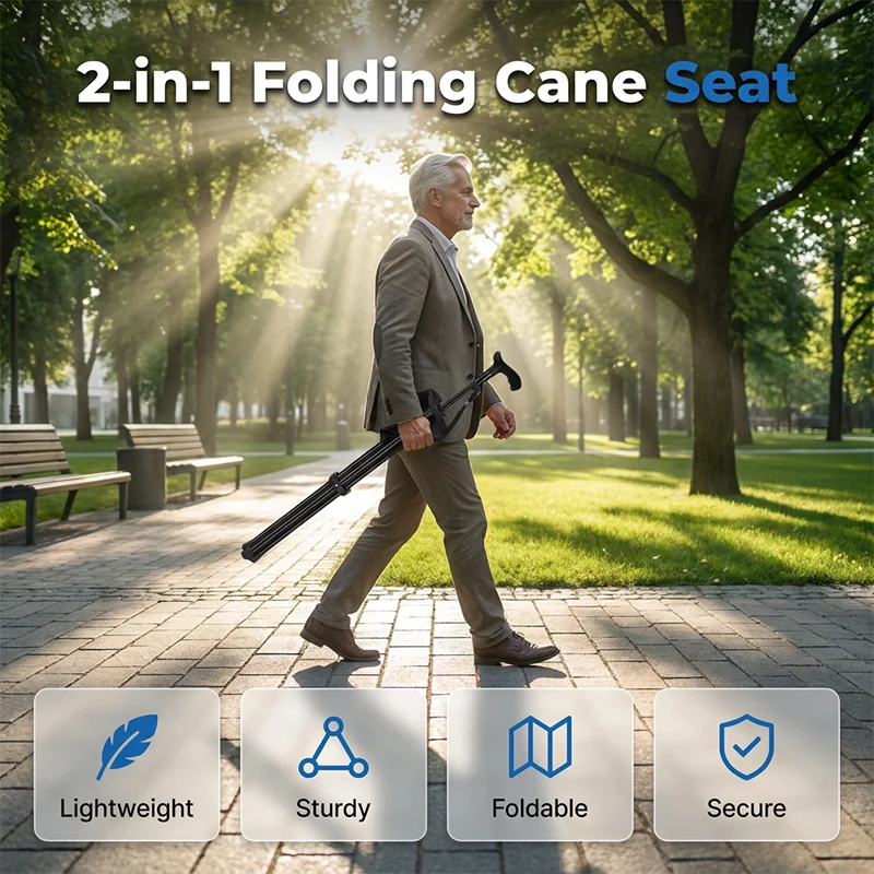 Folding Walking Cane with Seat