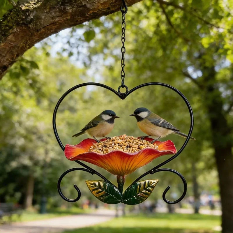 🐦 50% OFF NOW! 💖 Heart-Shaped Bird Feeder – Floral Design, Hanging, Rust-Resistant & Perfect for Backyard or Balcony 🏡 - Image 10