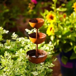 Alternative view of ☔️3-Tier Rustic Metal Bird Feeder & Drinker Stake🐦