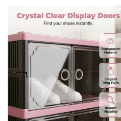 Alternative view of Foldable & Stackable Shoe Cabinet with Clear Doors