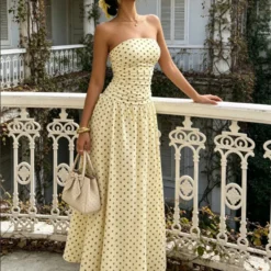 Alternative view of ✨ Women's Polka Dot Strapless Dress - Elegant Vacation Essential! ✨