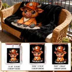 Alternative view of Soft & Cozy Cartoon Cow Blanket