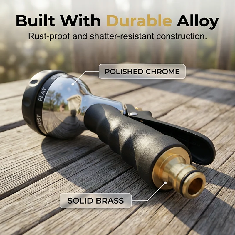 Heavy-Duty Metal Garden Hose Nozzle Sprayer - Image 5
