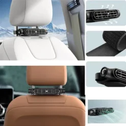 Alternative view of USB Car Headrest Cooling Fan with 3 Speeds