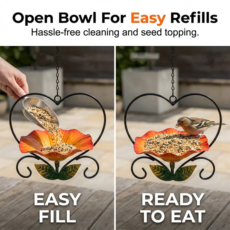 🐦 50% OFF NOW! 💖 Heart-Shaped Bird Feeder – Floral Design, Hanging, Rust-Resistant & Perfect for Backyard or Balcony 🏡 - Image 6