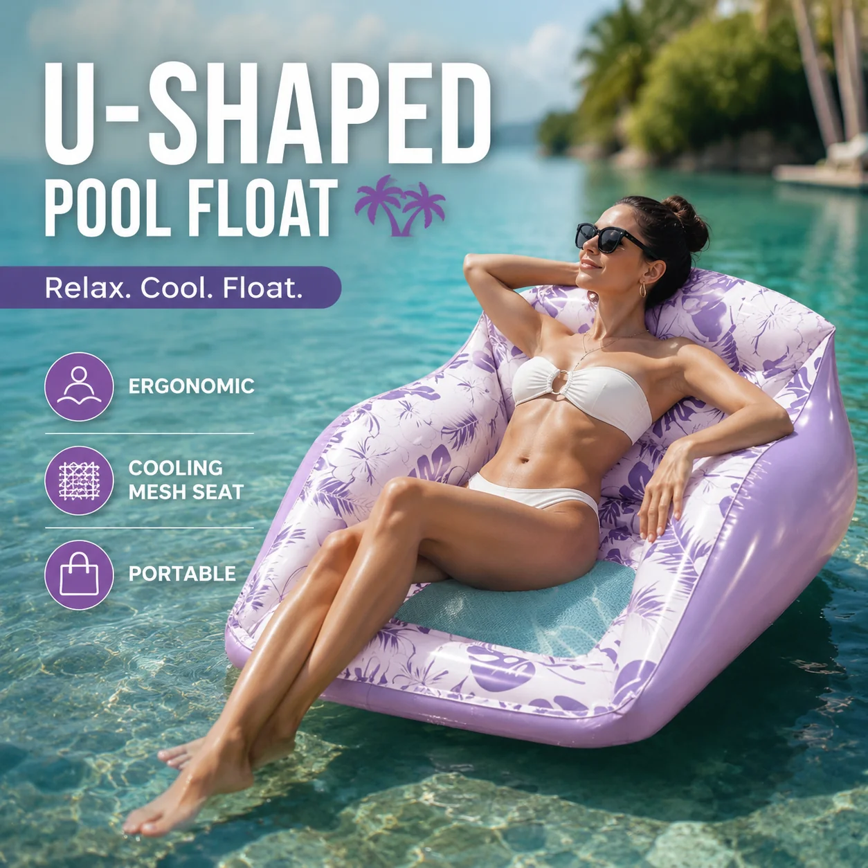 ποΈ LIMITED-TIME 50% OFF! β¨ U-Shaped Inflatable Pool Float β Ergonomic, Cooling Mesh Seat, Portable π΄