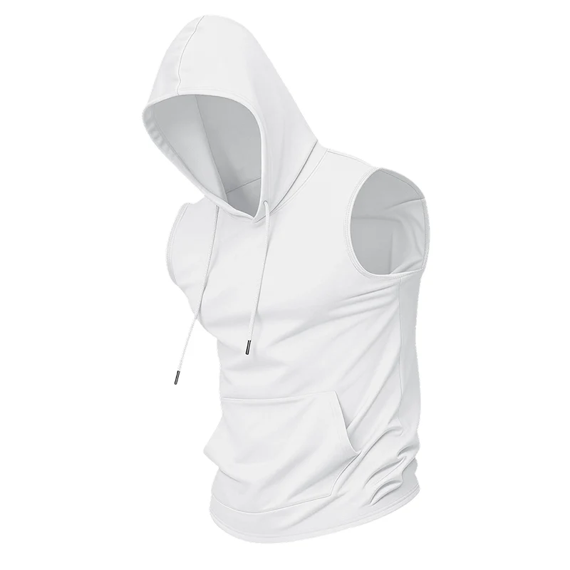 🔥 Sleeveless Hooded Sports Top💧 Moisture-wicking · Quick-drying and friction-resistant🧢 Hooded for sun protection and wind resistance · 🏋️ Perfect for weightlifting, running, or casual wear - Image 12