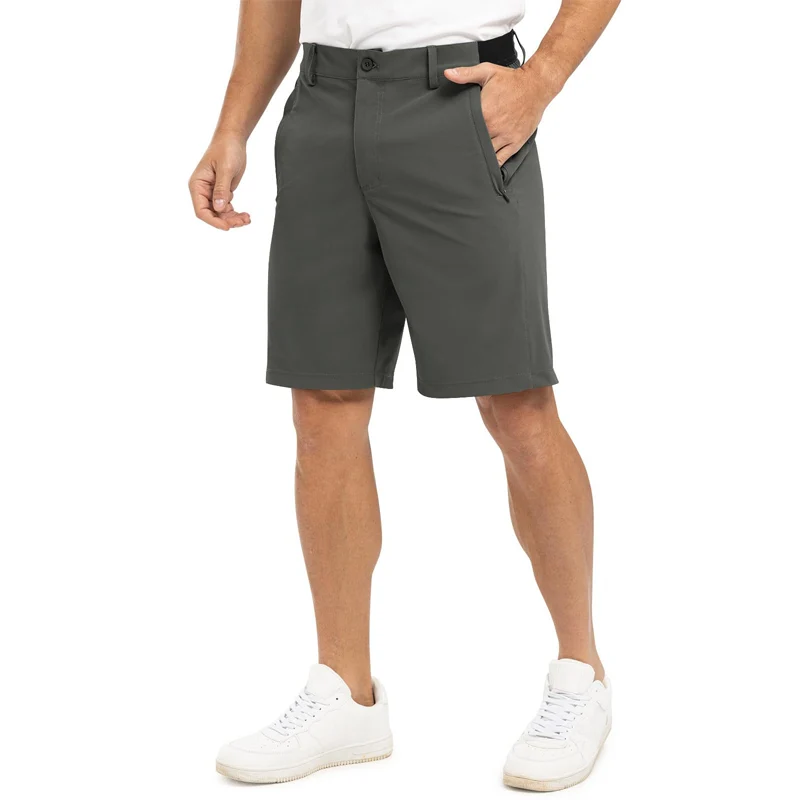 Men's Solid Color Flat Front Shorts - Image 11