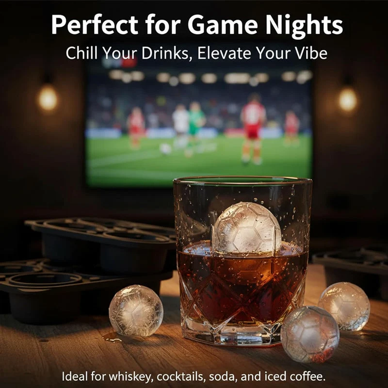 π’π’50% OFF!! β° Silicone Soccer Ball Ice Cube Tray β 5.5 cm Cubes, Slow-Melting, Leak-Proof Design, 4 Colors, Perfect for Game Nights & Cocktails π₯ - Image 5