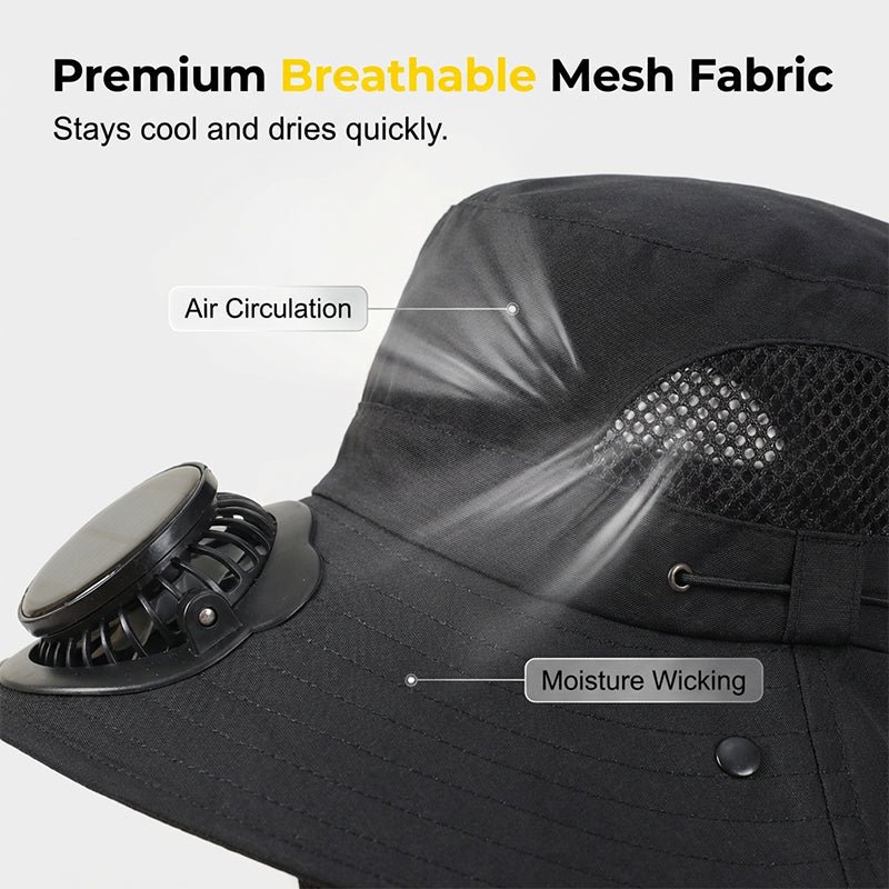 Solar-Powered Wide-Brim Shade Fan Hat - Image 9