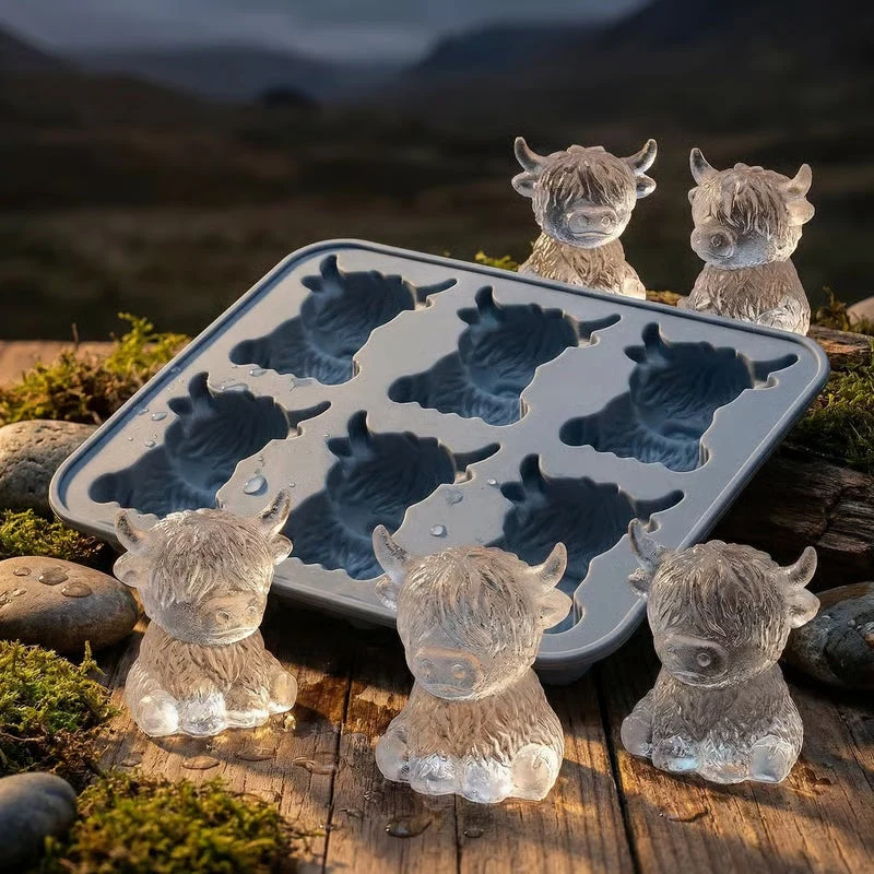🐮6‐Cavity Mini Highland Cow Ice Cube & Dessert Mold 🧊🍪 Cute 3D Ice for Drinks, Parties & Gifts💕 - Image 9