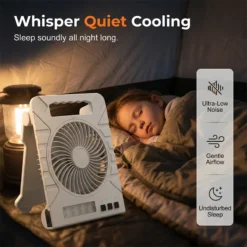 Dual-Power Outdoor Fan with Solar Panel and Light