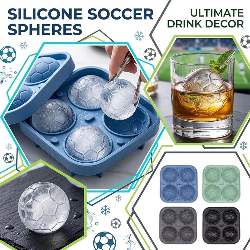 π’π’50% OFF!! β° Silicone Soccer Ball Ice Cube Tray β 5.5 cm Cubes, Slow-Melting, Leak-Proof Design, 4 Colors, Perfect for Game Nights & Cocktails π₯