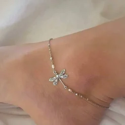 Alternative view of SILVER DRAGONFLY ANKLET WITH PEARL