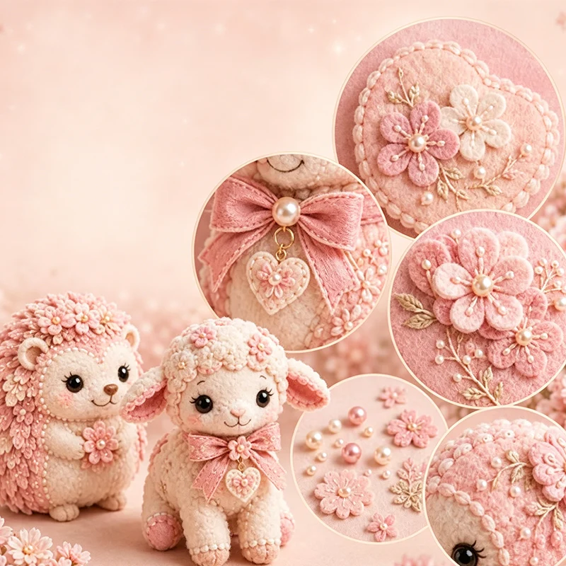 🎀50% OFF🎁Pink Enchanted Forest DIY Felt Patchwork Kit - Image 25