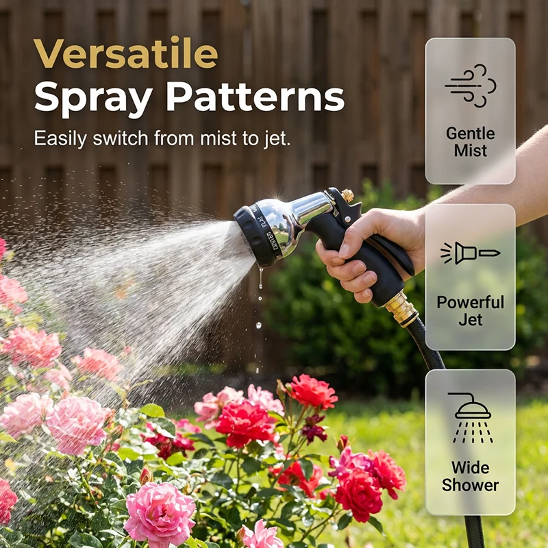 Heavy-Duty Metal Garden Hose Nozzle Sprayer - Image 2
