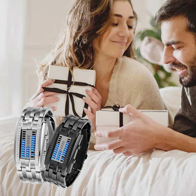 ⏳Time-Limited Special⏰Men's Binary LED Watch – Stainless Steel, Blue Light, Sporty, Water-Resistant, Modern ⚡ - Image 6
