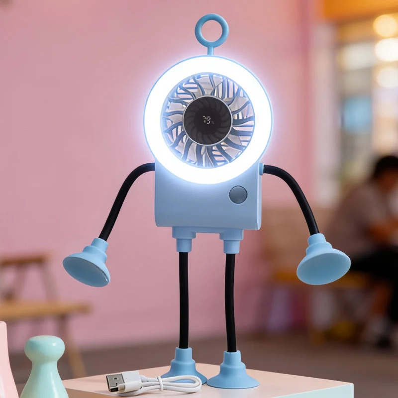 Flexible Robot Desk Fan with LED Light - Image 4