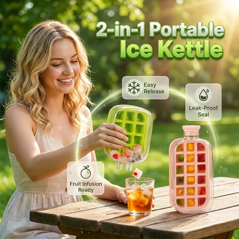 βοΈ2-in-1 Ice Cube Maker Water Bottle Built-In Ice Tray, Food-Grade Silicone, Bpa-Free. Make Ice & Store Water In One Bottle β Ideal For Gym, Office & Travel! ποΈββοΈπΌβοΈ