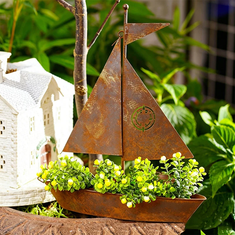 โต 50% OFF NOW! ๐ฑ Rustic Sailboat Metal Planter โ Handcrafted, weather-resistant & perfect for succulents, herbs or flowers โ charming garden or shelf decor ๐ก - Image 3