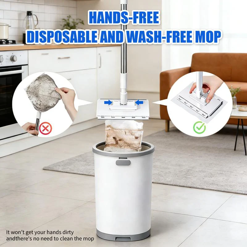 Hands-Free Flat Mop with Universal Cloth Clamp - Image 3