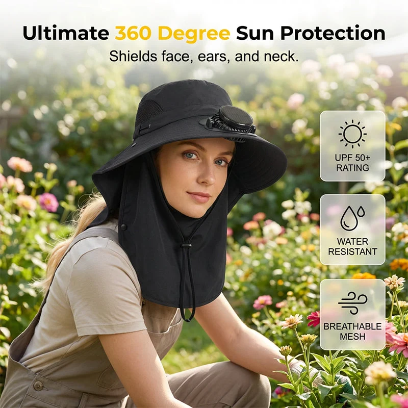 Solar-Powered Wide-Brim Shade Fan Hat - Image 8