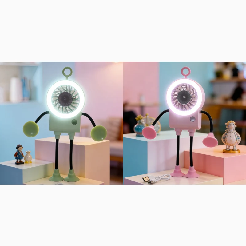 Flexible Robot Desk Fan with LED Light - Image 7