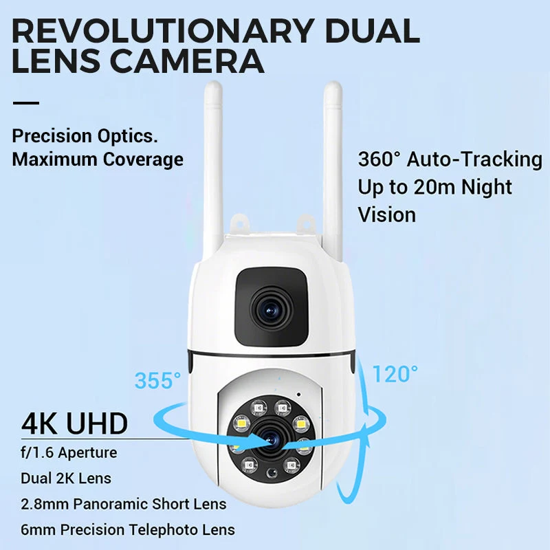 🔍🔍360° Pan & Tilt 4K Dual Lens Security Camera – Outdoor WiFi Surveillance Camera - Image 4