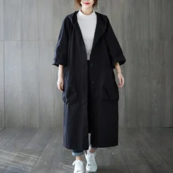 Alternative view of Oversized Large Pocket Hooded Long Trench Coat