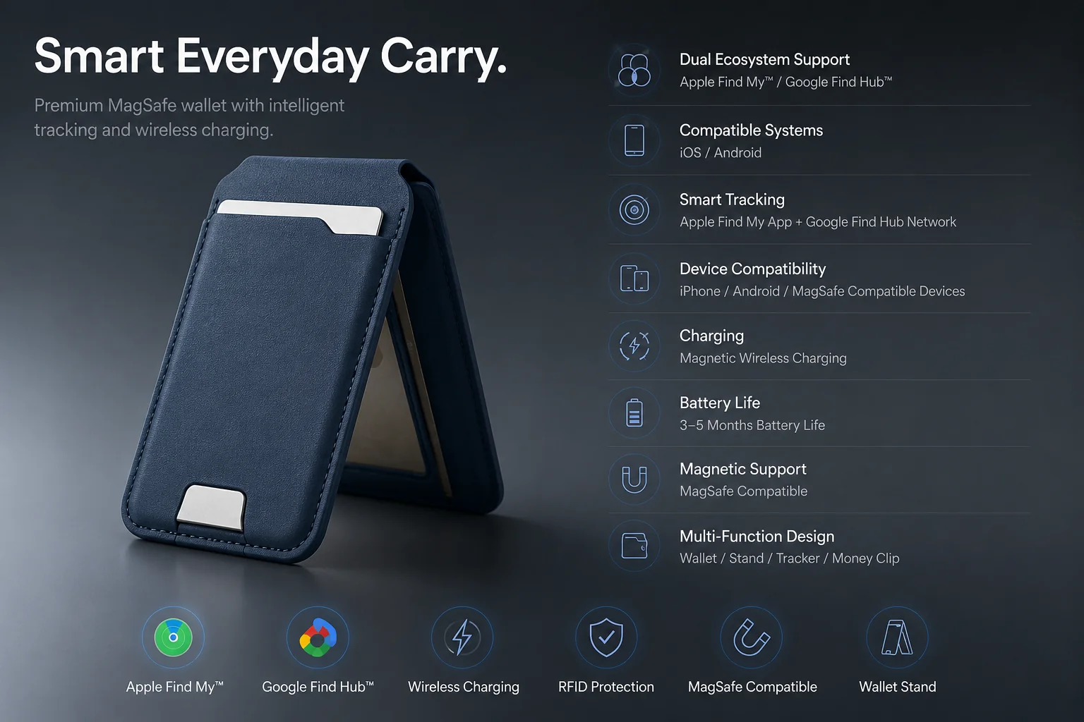 Smart MagSafe Wallet Made of Genuine Nappa Leather – with Apple Find My™ & Google Find Hub™, RFID Protection, and Wireless Charging. - Image 13