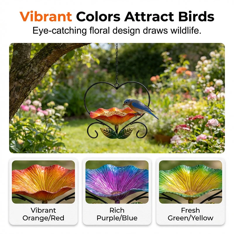 🐦 50% OFF NOW! 💖 Heart-Shaped Bird Feeder – Floral Design, Hanging, Rust-Resistant & Perfect for Backyard or Balcony 🏡 - Image 4