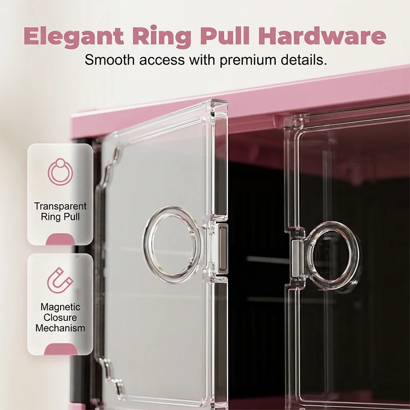 Foldable & Stackable Shoe Cabinet with Clear Doors - Image 7