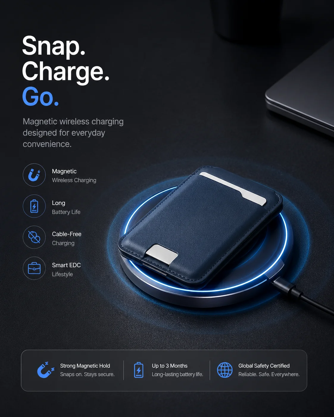 Smart MagSafe Wallet Made of Genuine Nappa Leather – with Apple Find My™ & Google Find Hub™, RFID Protection, and Wireless Charging. - Image 9